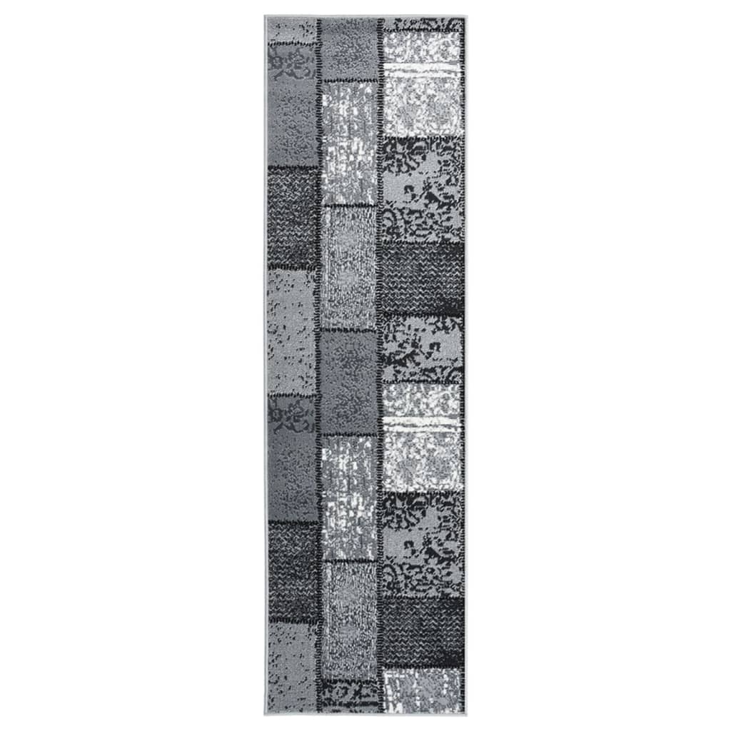 vidaXL Teppichläufer BCF Grau mit Blockmuster 60x250 cm