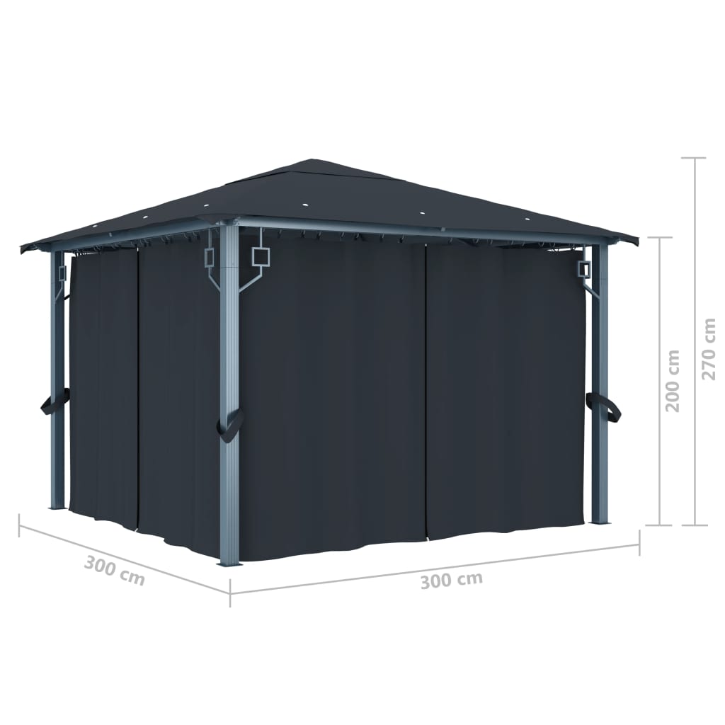 vidaXL Pavillon mit Vorhängen 300×300 cm Anthrazit Aluminium