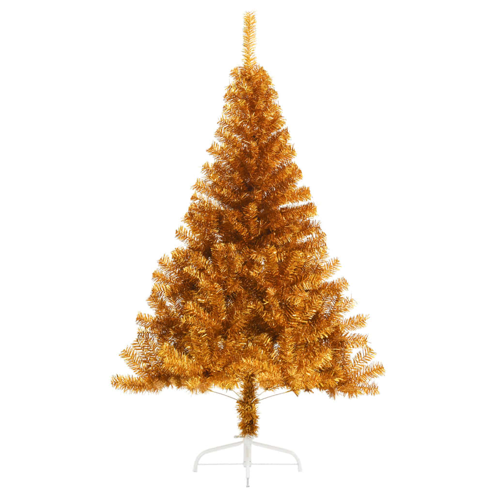 vidaXL Künstlicher Halb-Weihnachtsbaum mit Ständer Gold 150 cm PET