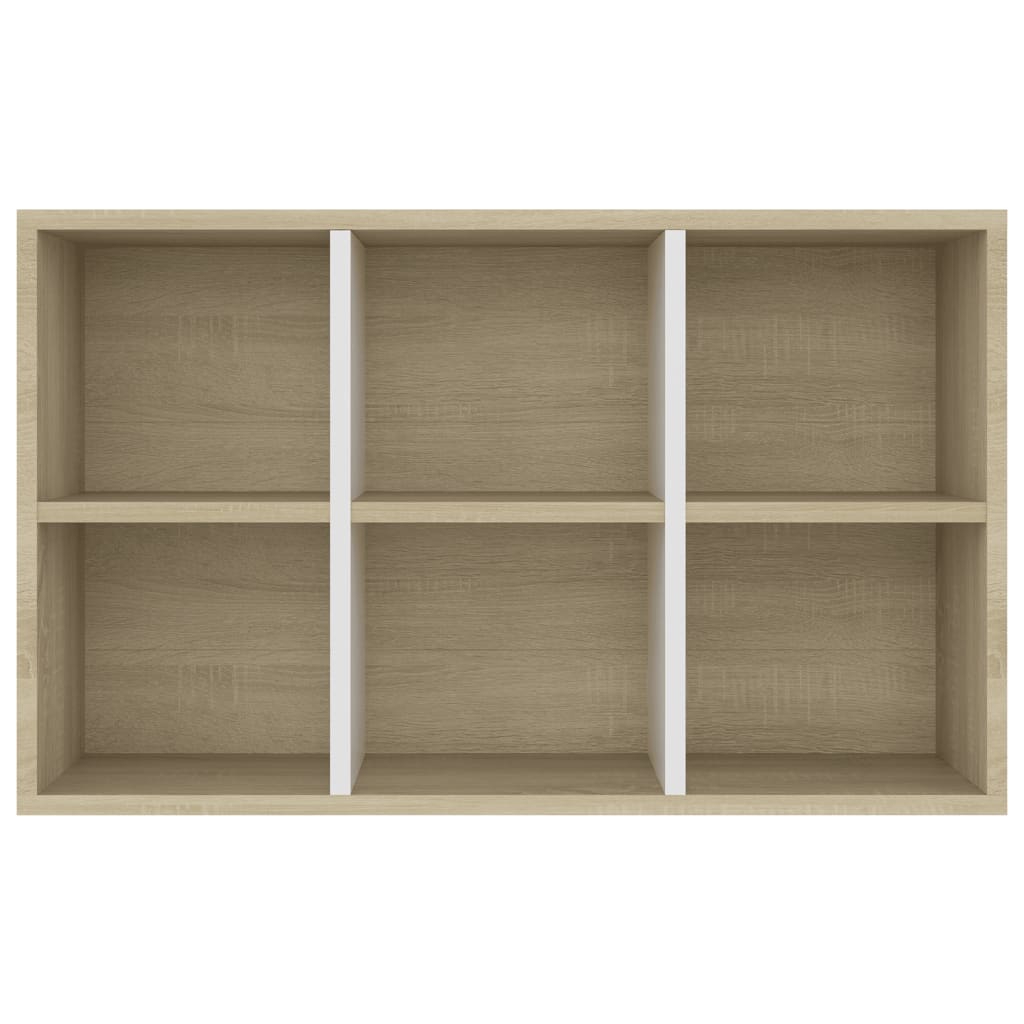 vidaXL Bücherregal/Sideboard Weiß und Sonoma-Eiche 66x30x98 cm