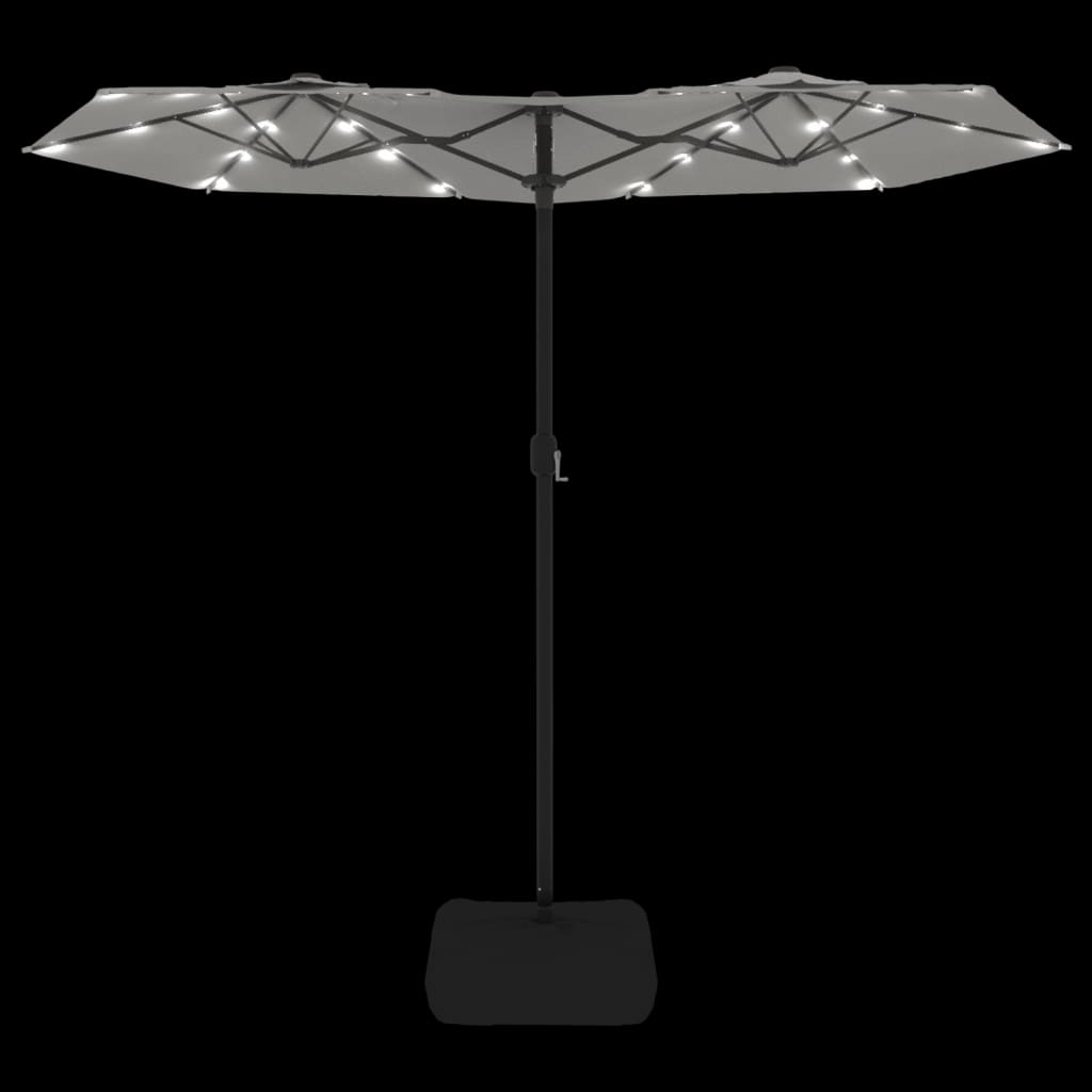 vidaXL Doppelsonnenschirm mit LEDs Sandweiß 316x240 cm