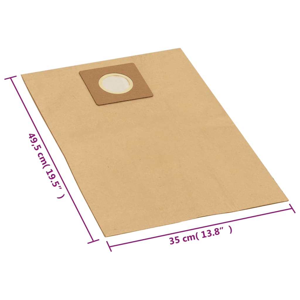 vidaXL Papierbeutel für Nass- und Trockensauger 10 Stk. Braun