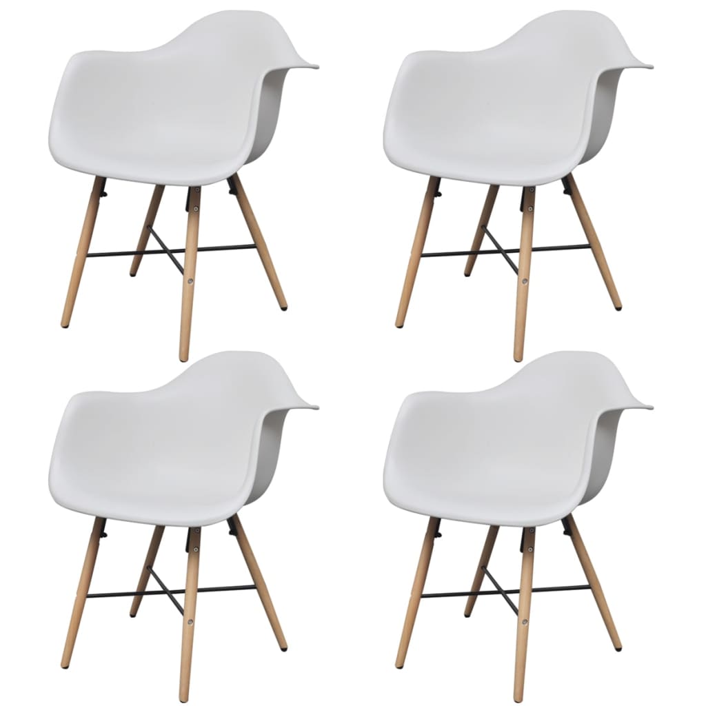 vidaXL Esszimmerstühle 4 Stk. Weiß Kunststoff und Buchenholz