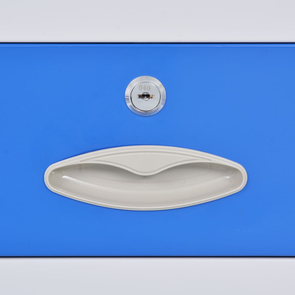 vidaXL Büroschrank mit 4 Türen Metall 90 x 40 x 180 cm Grau und Blau