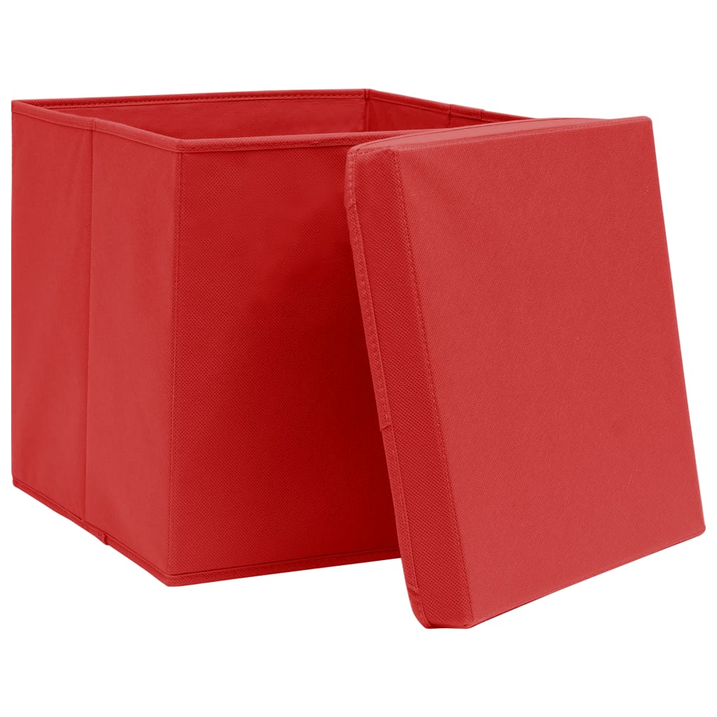 vidaXL Aufbewahrungsboxen mit Deckeln 4 Stk. Rot 32x32x32 cm Stoff