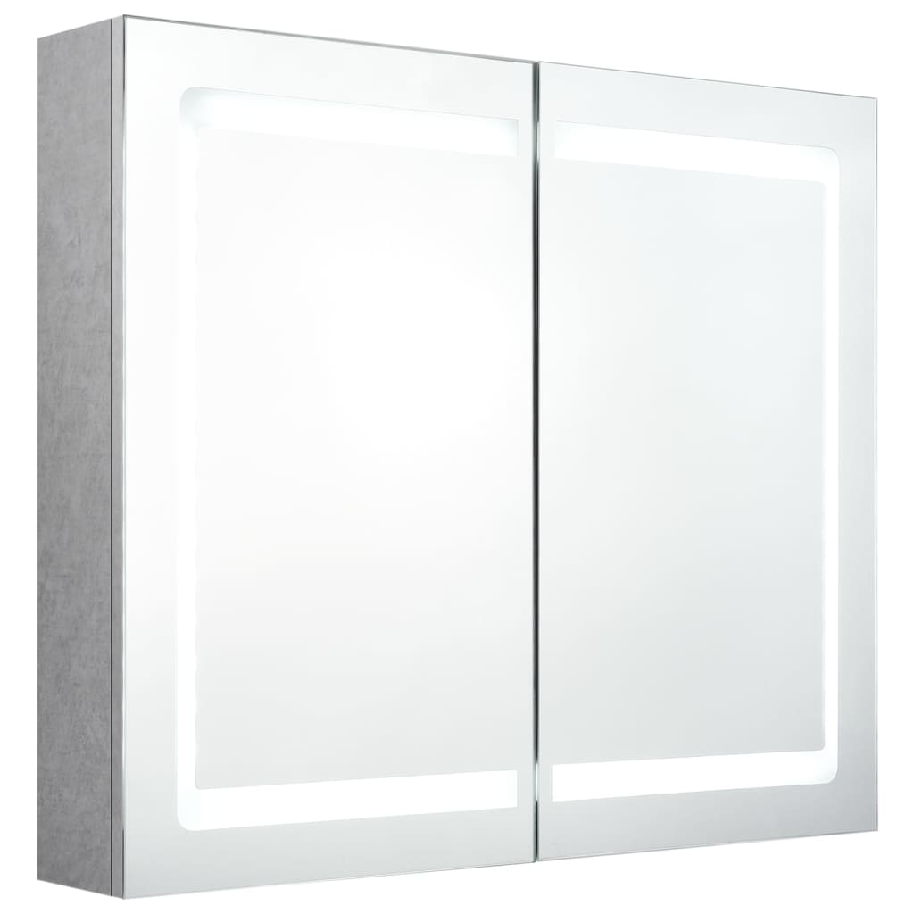 vidaXL LED-Spiegelschrank fürs Bad Betongrau 80x12x68 cm
