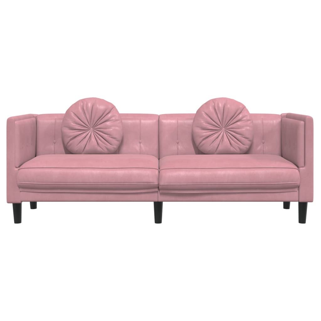 vidaXL Sofa mit Kissen 3-Sitzer Rosa Samt