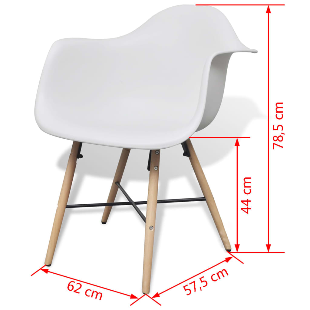 vidaXL Esszimmerstühle 4 Stk. Weiß Kunststoff und Buchenholz
