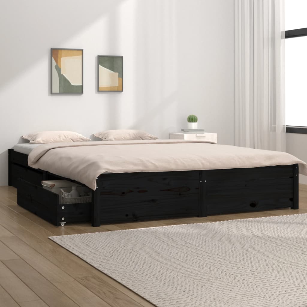 vidaXL Bett mit Schubladen Schwarz 120x200 cm