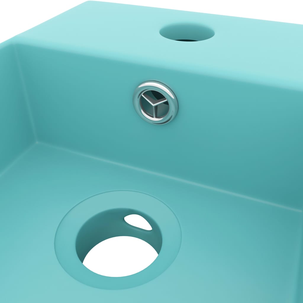 vidaXL Badezimmer-Waschbecken mit Überlauf Keramik Hellgrün