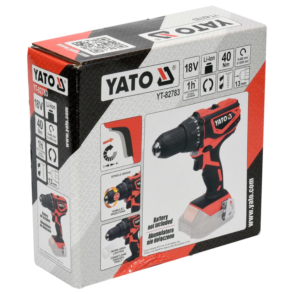 YATO Bohrschrauber ohne Akku 18 V 40 Nm