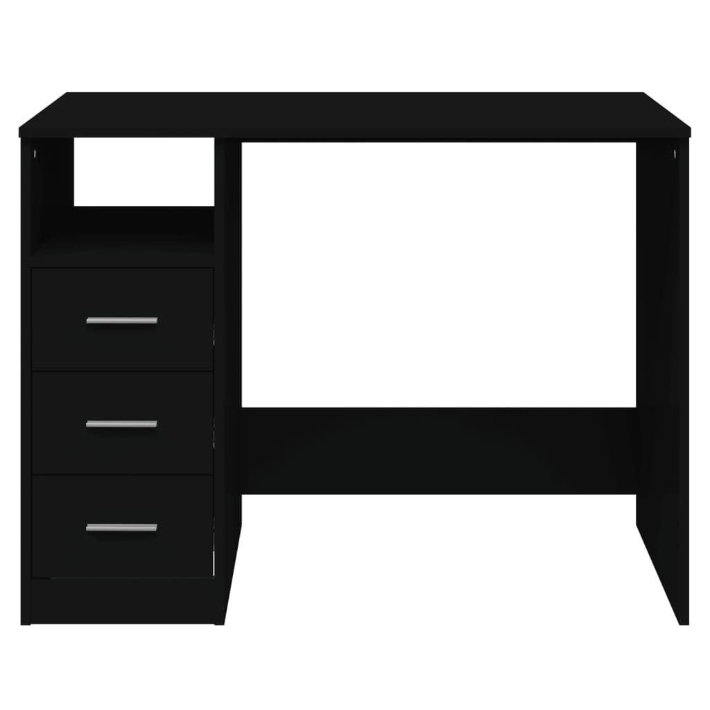 vidaXL Schreibtisch mit Schubladen Schwarz 102x50x76 cm Holzwerkstoff