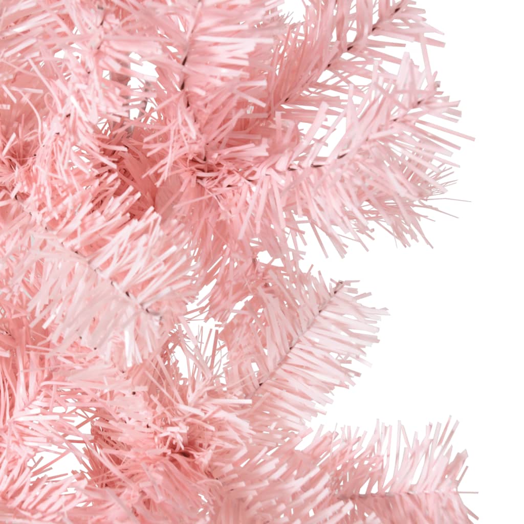vidaXL Künstlicher Halb-Weihnachtsbaum mit Ständer Schlank Rosa 240 cm