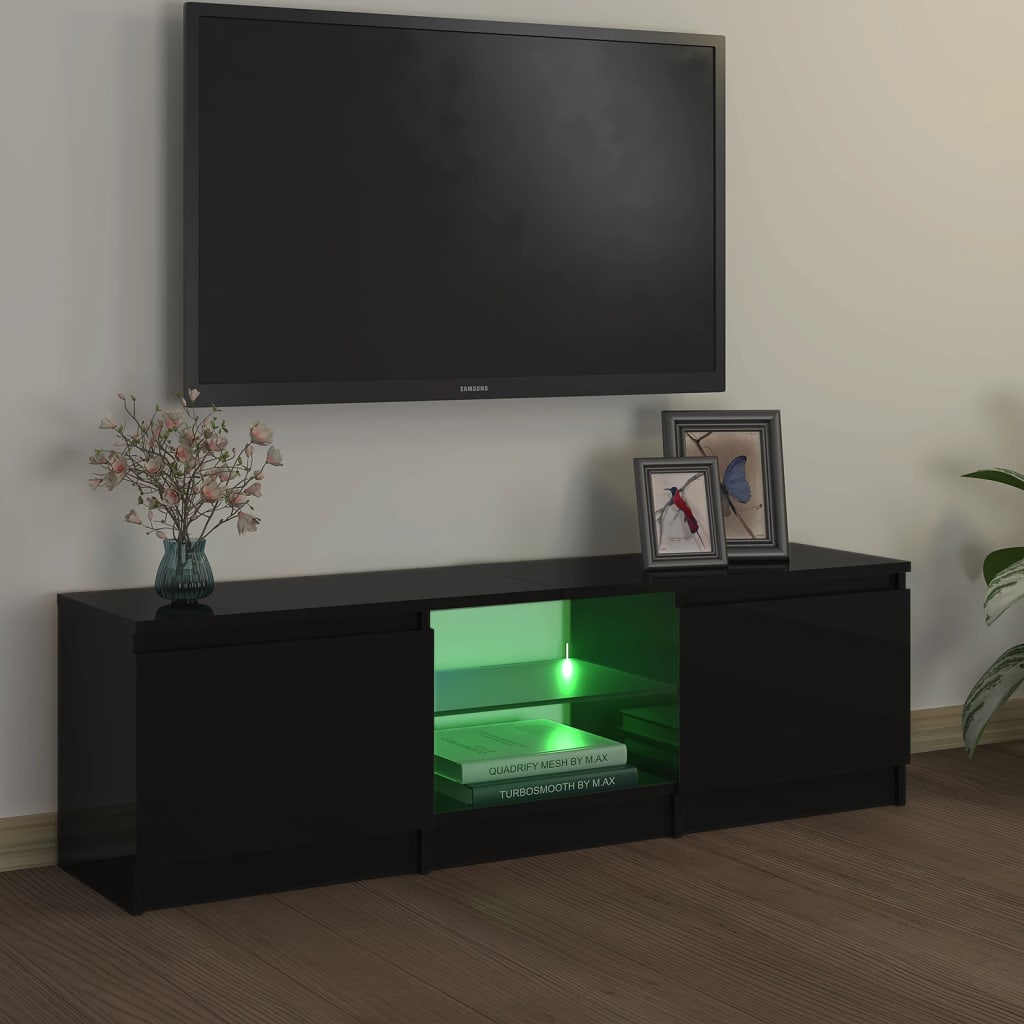 vidaXL TV-Schrank mit LED-Leuchten Schwarz 120x30x35,5 cm