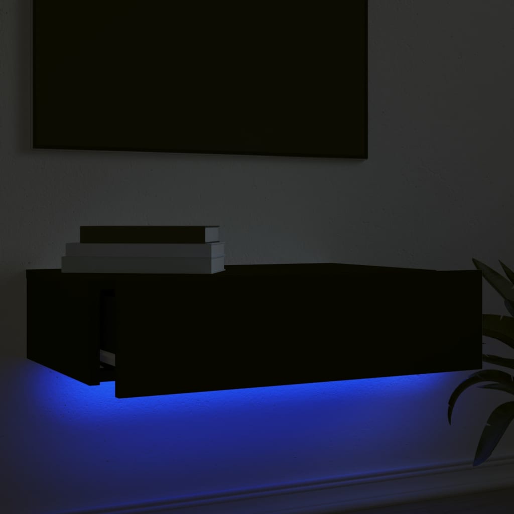 vidaXL TV-Schrank mit LED-Leuchten Schwarz 60x35x15,5 cm