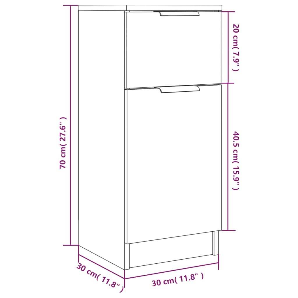 vidaXL Sideboards 2 Stk. Sonoma-Eiche 30x30x70 cm Holzwerkstoff