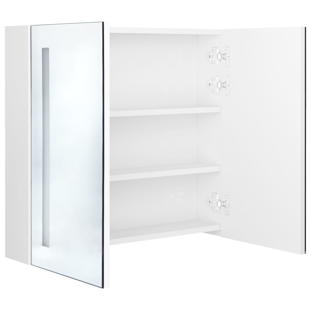 vidaXL LED-Spiegelschrank fürs Bad Glänzend Weiß 62x14x60 cm