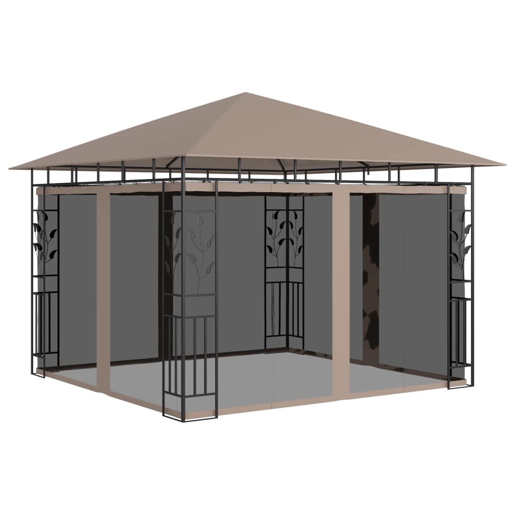 vidaXL Pavillon mit Moskitonetz 3x3x2,73 m Taupe 180 g/m²