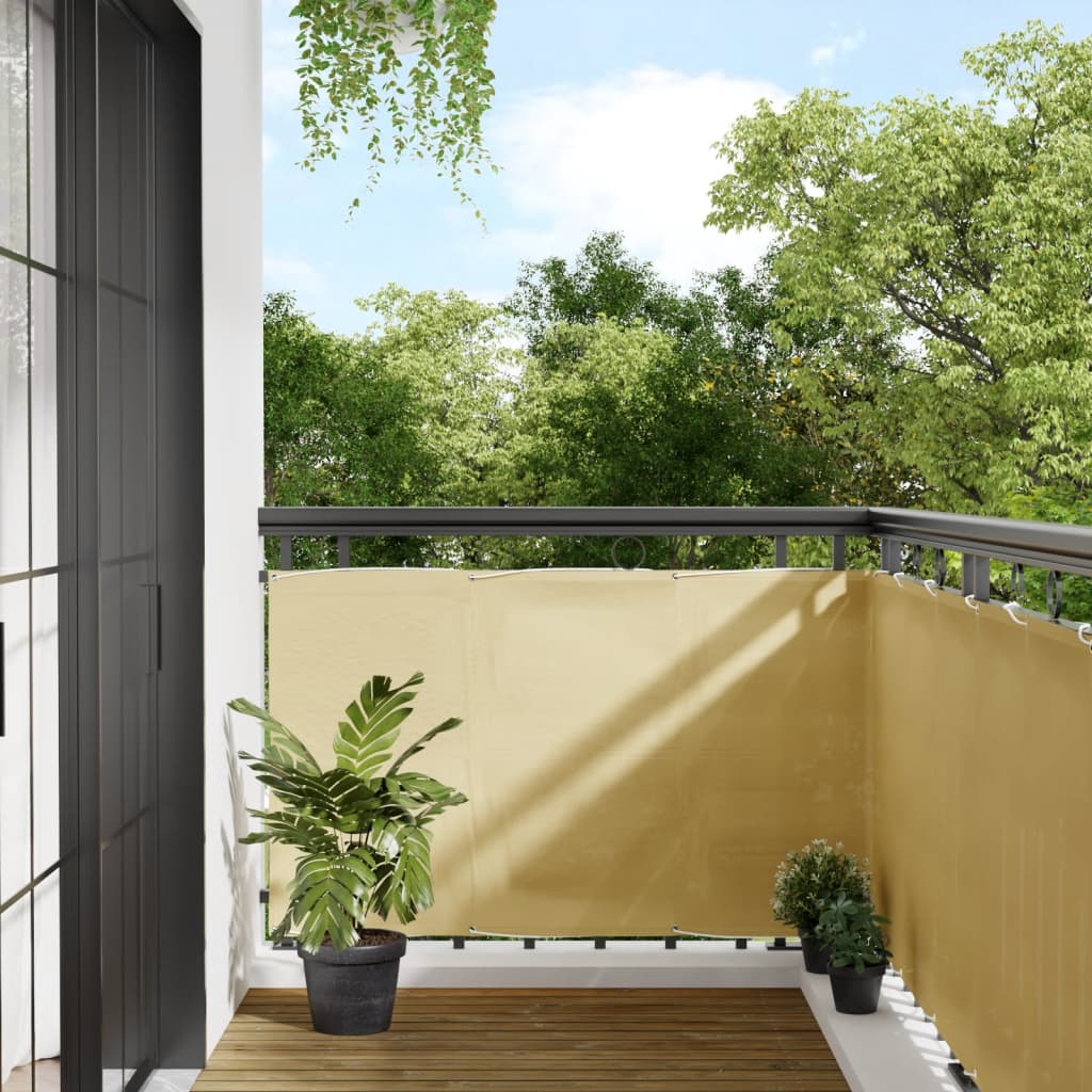 vidaXL Balkon-Sichtschutz Sandfarben 90x600 cm 100% Polyester-Oxford