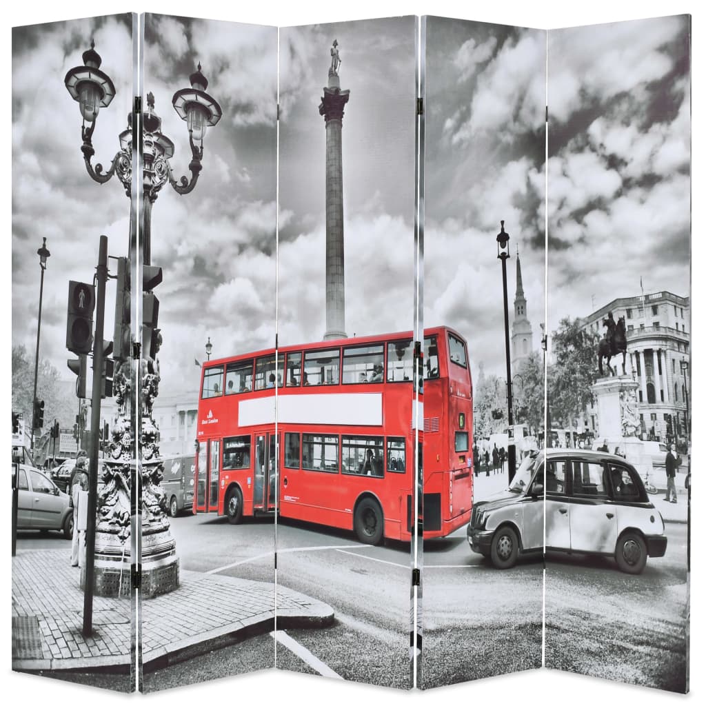 vidaXL Raumteiler klappbar 200 x 170 cm London Bus Schwarz-Weiß