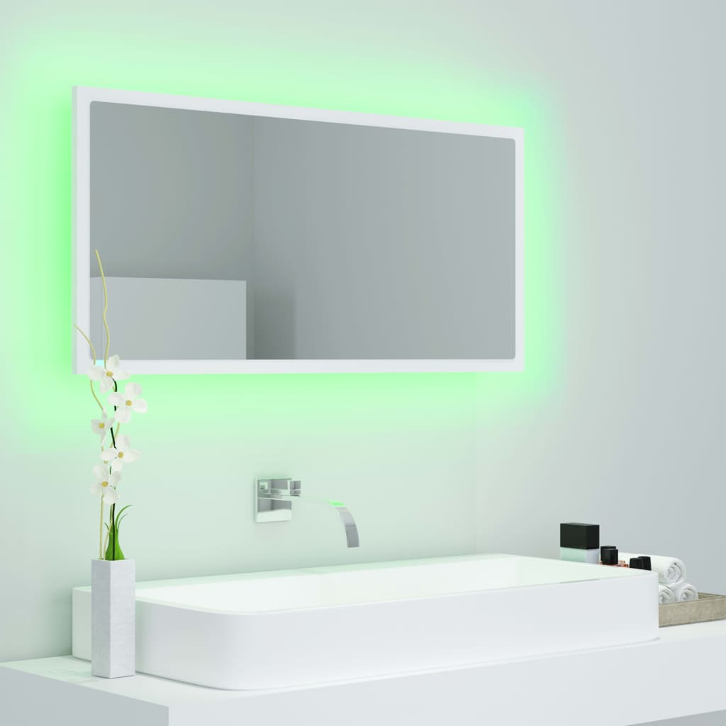 vidaXL LED-Badspiegel Weiß 90x8,5x37 cm Acryl