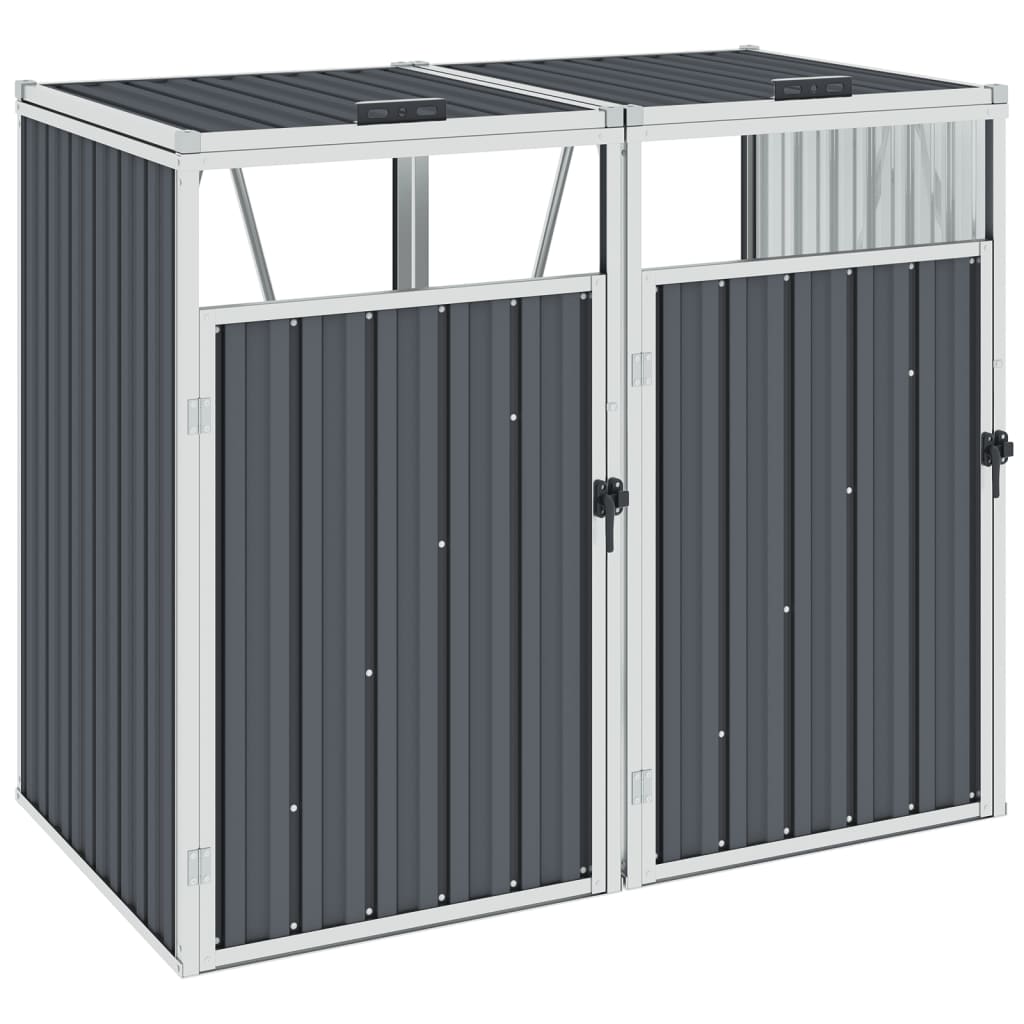 vidaXL Mülltonnenbox für 2 Mülltonnen Grau 143×81×121 cm Stahl