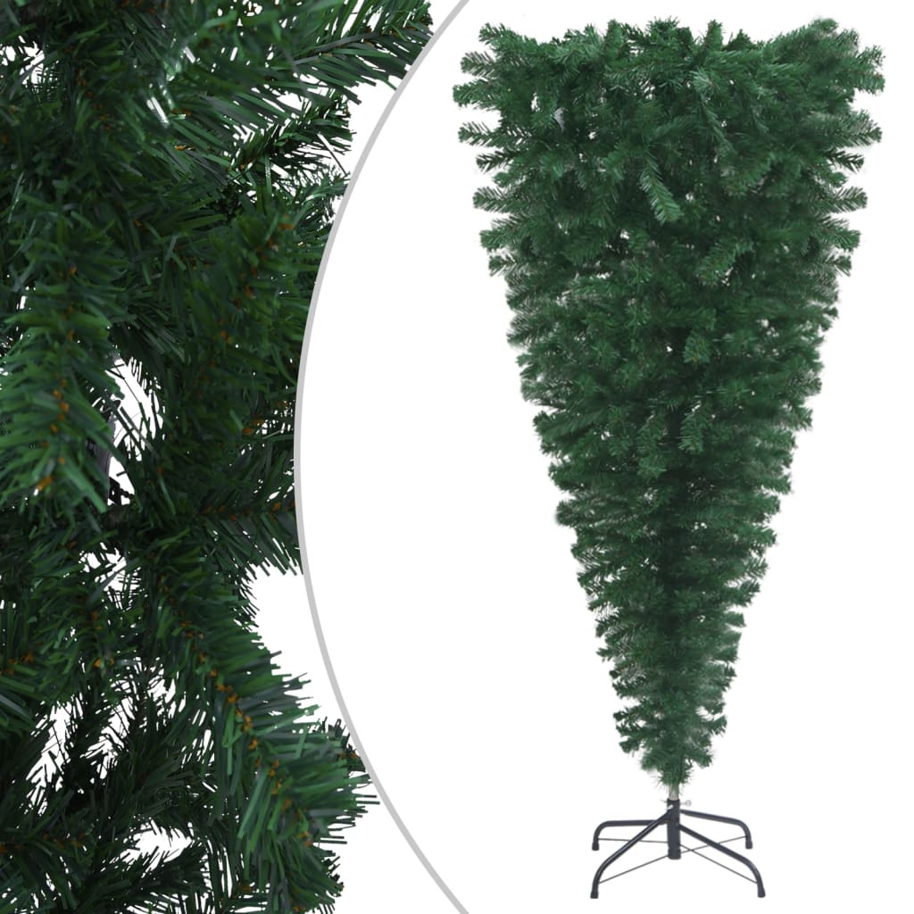vidaXL Künstlicher Weihnachtsbaum Kopfüber mit LEDs Grün 120 cm