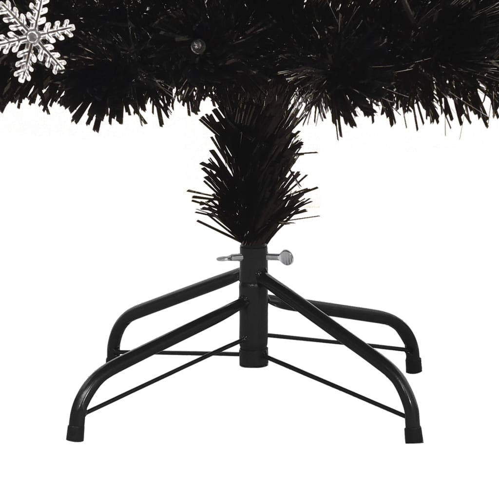 vidaXL Weihnachtsbaum mit LED-Schneeflocken Schwarz 210 cm Fiberoptik