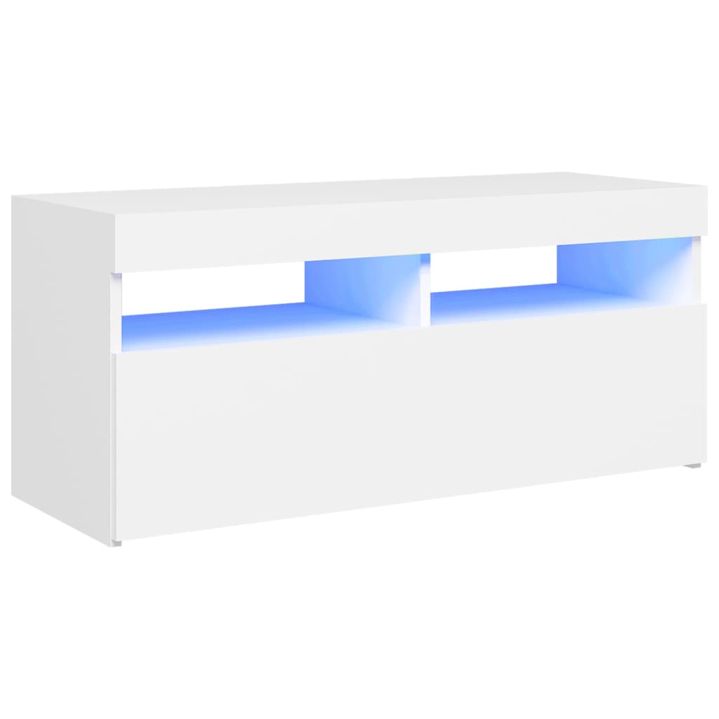 vidaXL TV-Schrank mit LED-Leuchten Weiß 90x35x40 cm