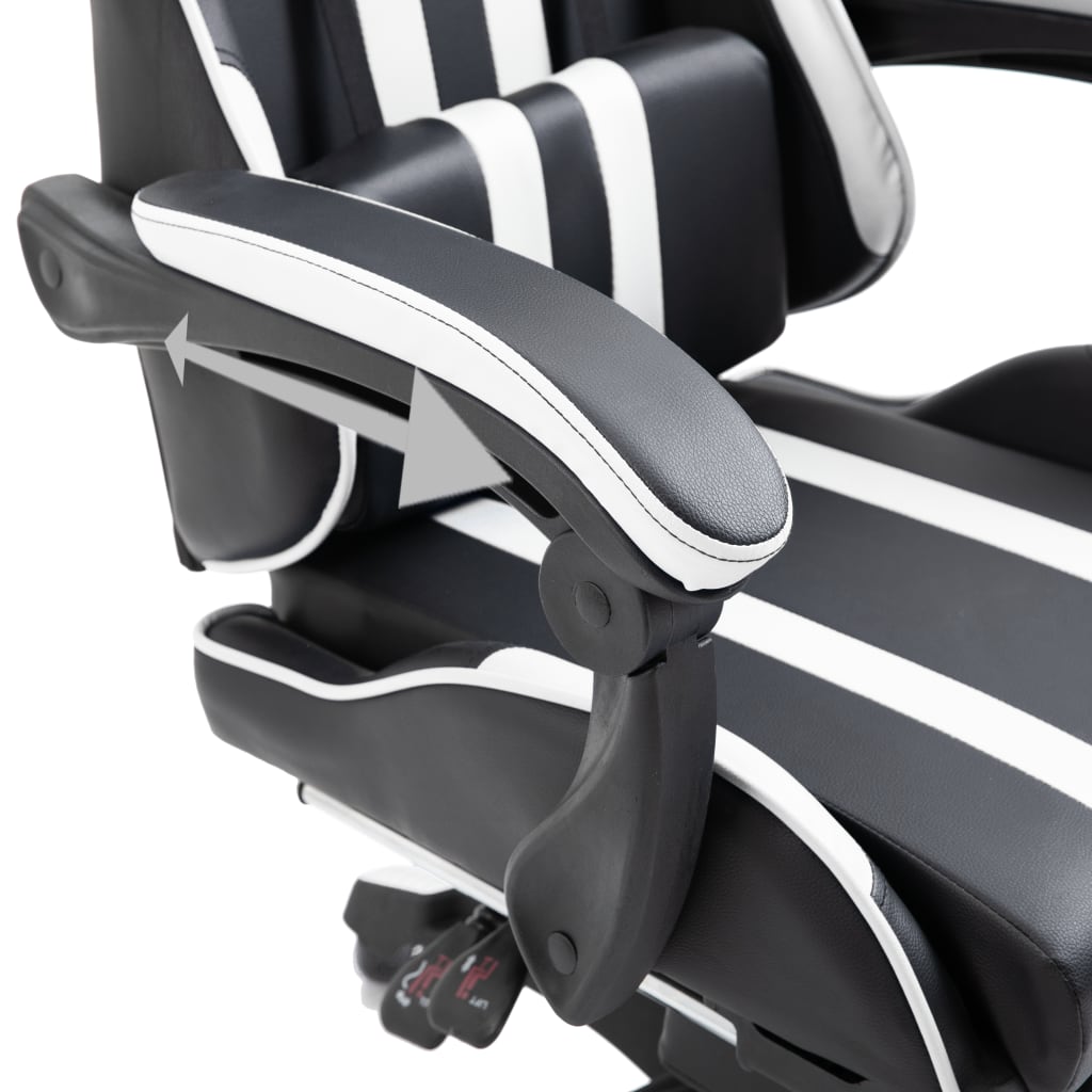 vidaXL Gaming-Stuhl mit Fußstütze Weiß Kunstleder
