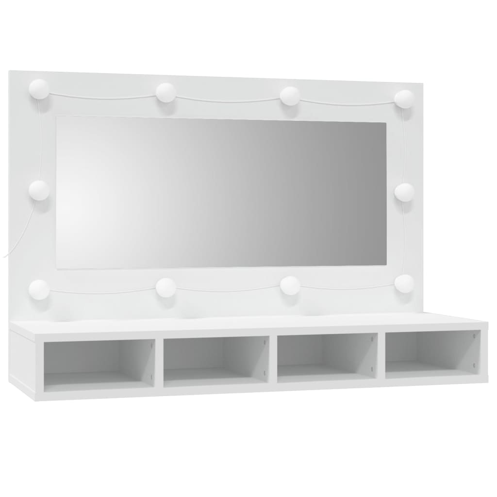 vidaXL Spiegelschrank mit LED Weiß 90x31,5x62 cm