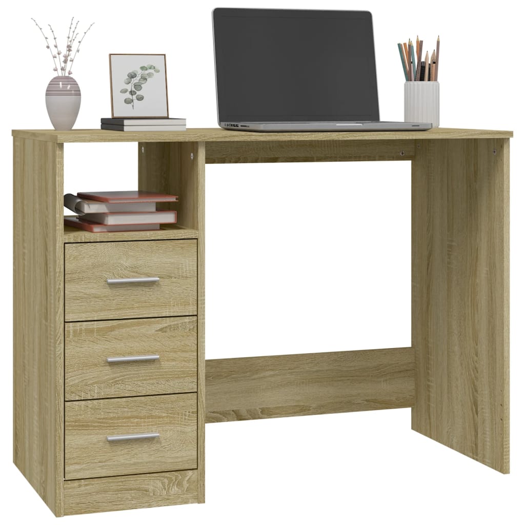 vidaXL Schreibtisch mit Schubladen Sonoma-Eiche 102x50x76 cm