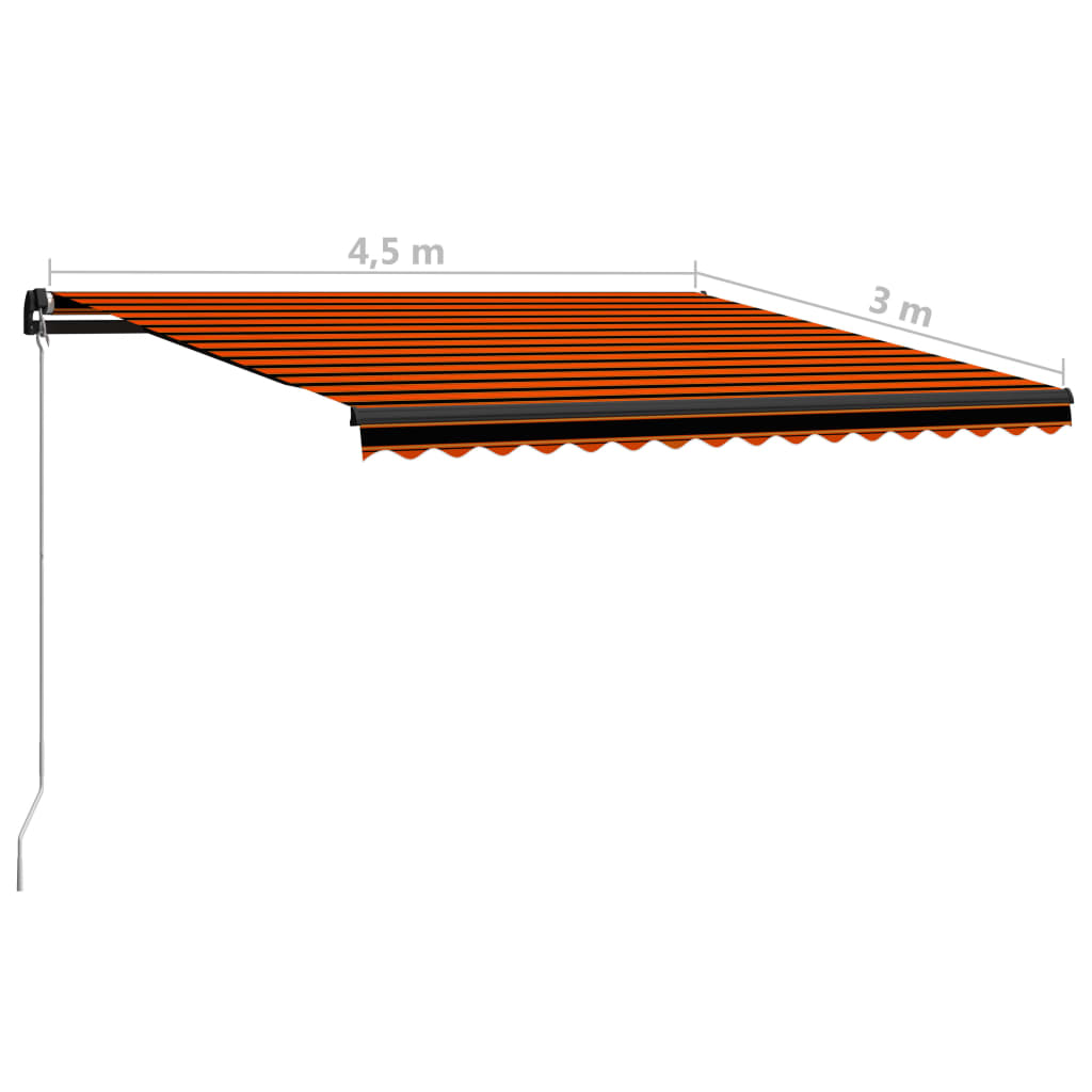 vidaXL Markise Manuell Einziehbar mit LED 450x300 cm Orange & Braun