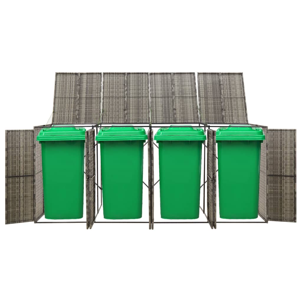 vidaXL Mülltonnenbox für 4 Tonnen Grau 274x80x117 cm Poly Rattan