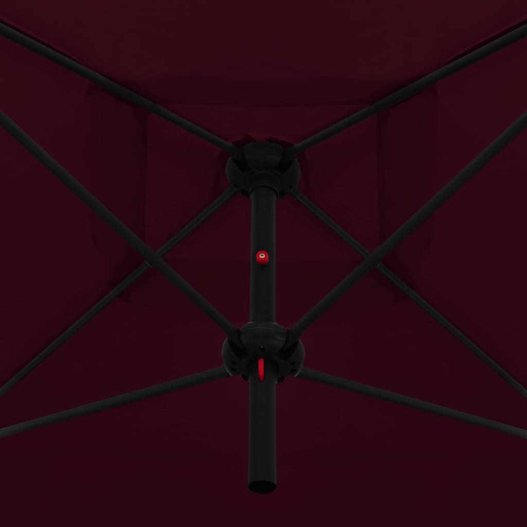 vidaXL Doppelsonnenschirm mit Stahlmast 250 x 250 cm Bordeauxrot