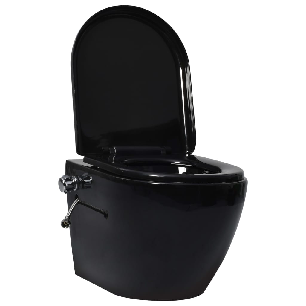 vidaXL Wand-WC ohne Spülrand mit Einbau-Spülkasten Keramik Schwarz