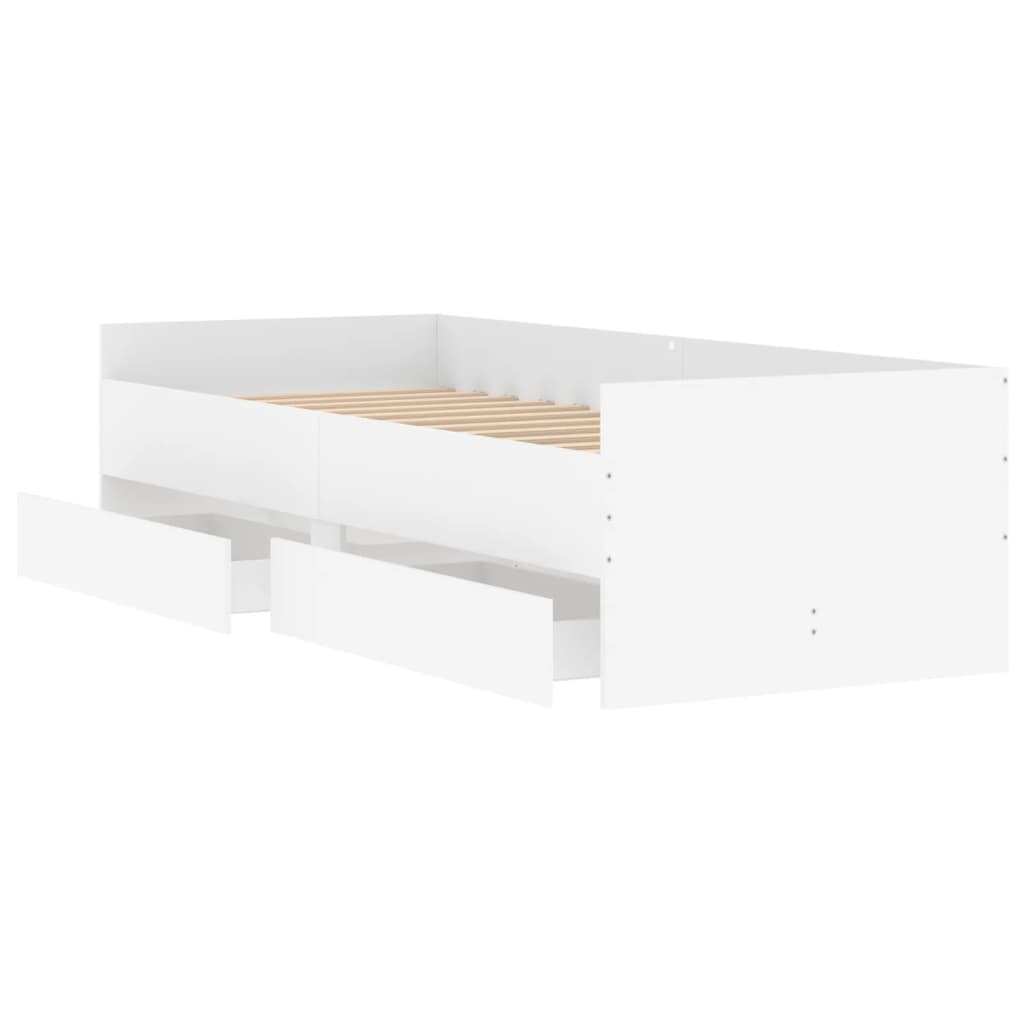 vidaXL Bett mit Schubladen Weiß 75x190 cm
