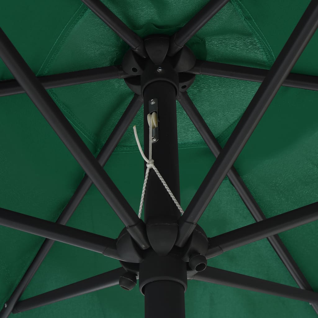 vidaXL Sonnenschirm mit LED-Leuchten & Aluminium-Mast 270 cm Grün