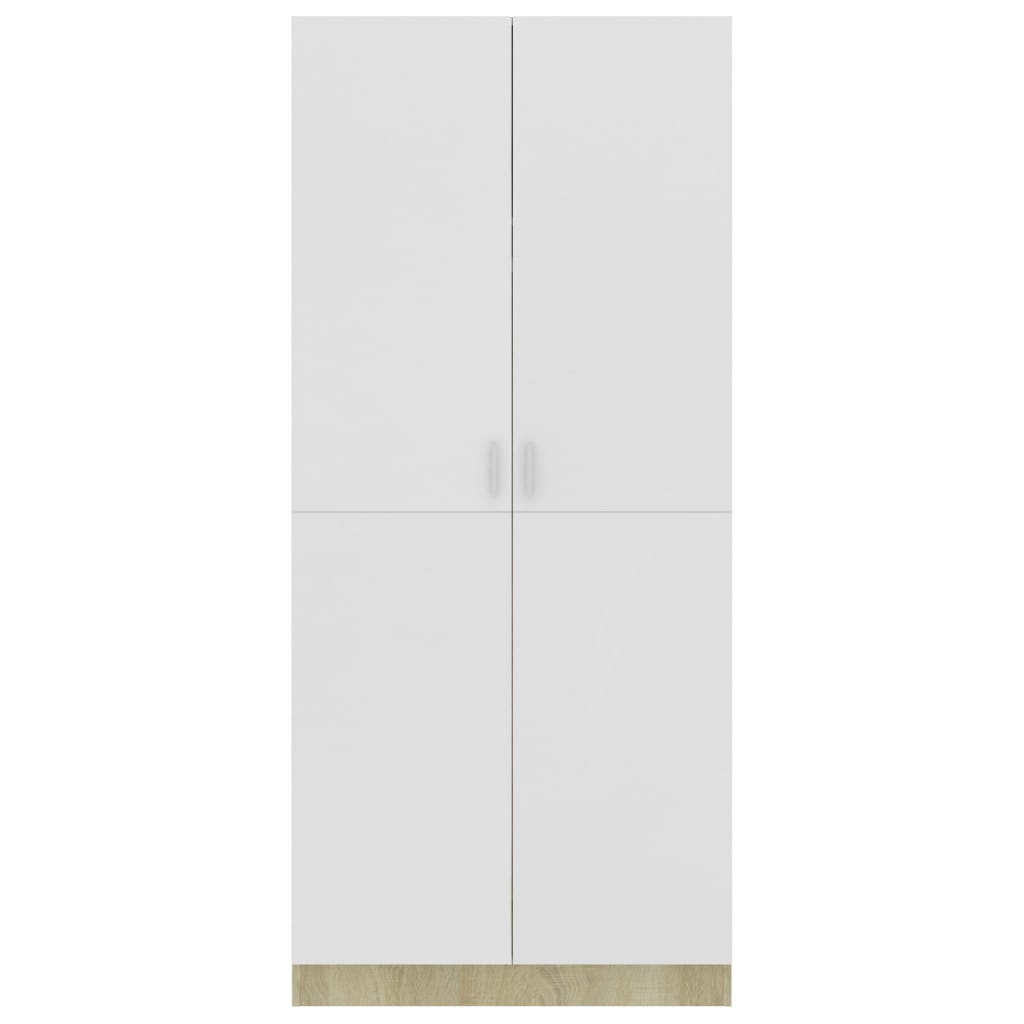vidaXL Kleiderschrank Weiß Sonoma-Eiche 80x52x180 cm Holzwerkstoff