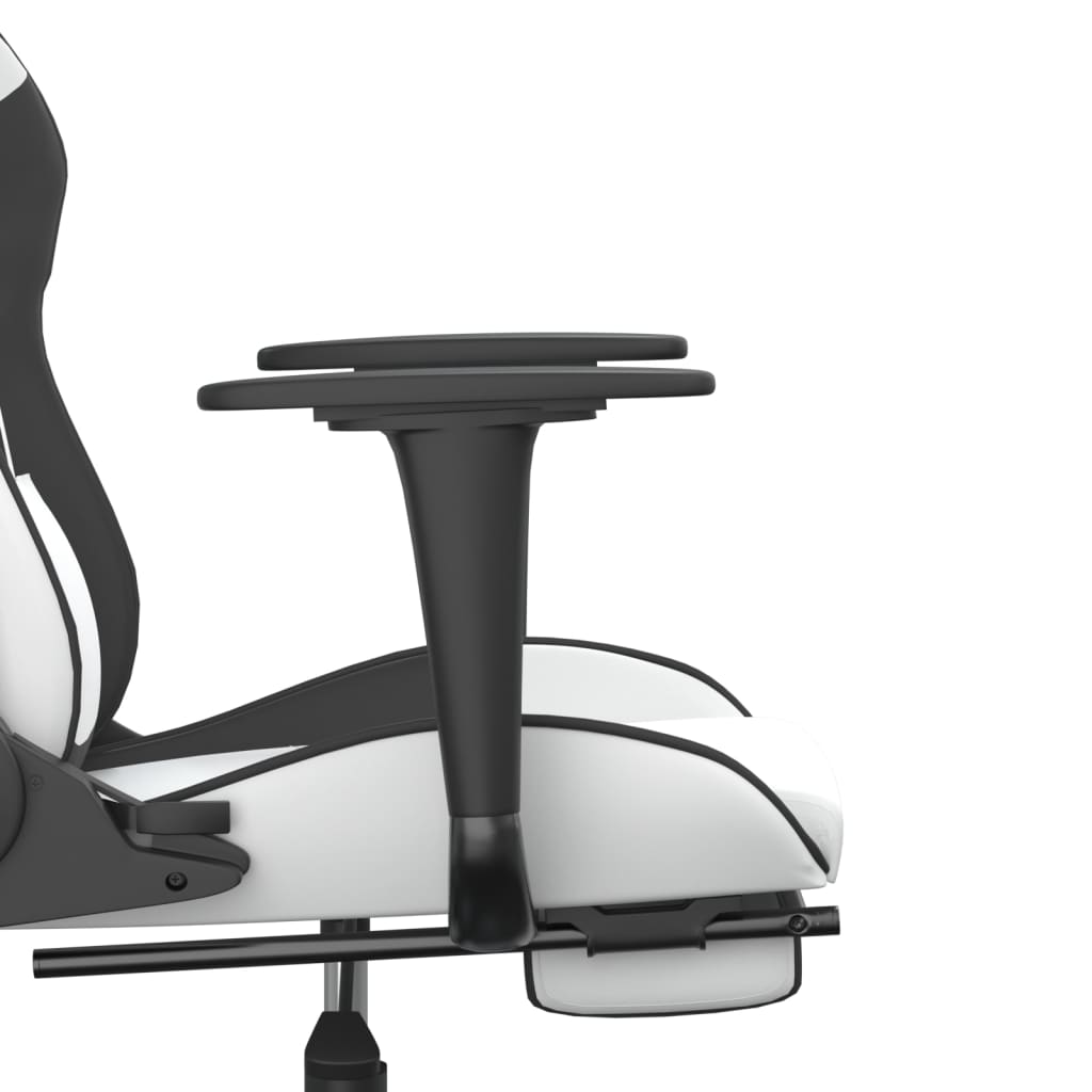 vidaXL Gaming-Stuhl mit Massage & Fußstütze Weiß & Schwarz Kunstleder