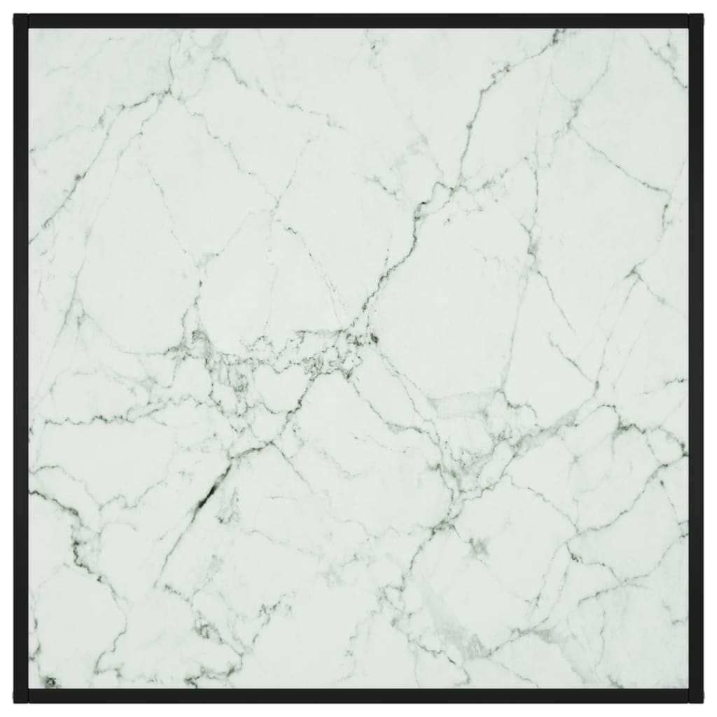 vidaXL Couchtisch Schwarz mit Weißem Glas Marmor-Optik 90x90x50 cm