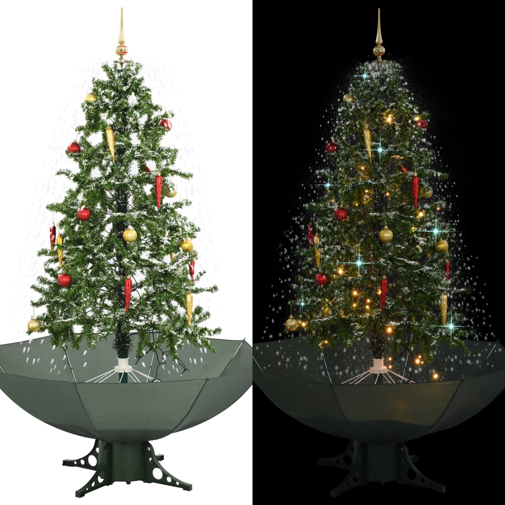 vidaXL Schneiender Weihnachtsbaum mit Schirmfuß Grün 170 cm