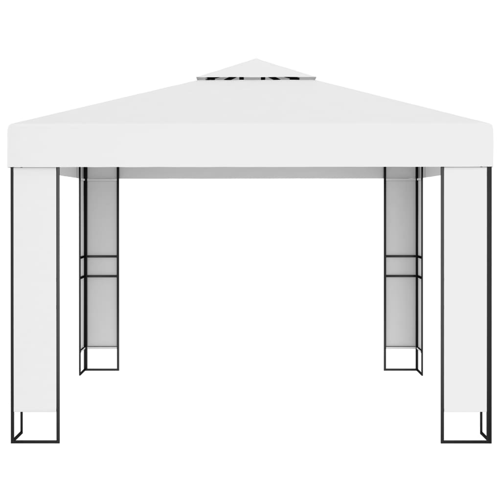 vidaXL Pavillon mit Doppeldach & LED-Lichterkette 3x3 m Weiß