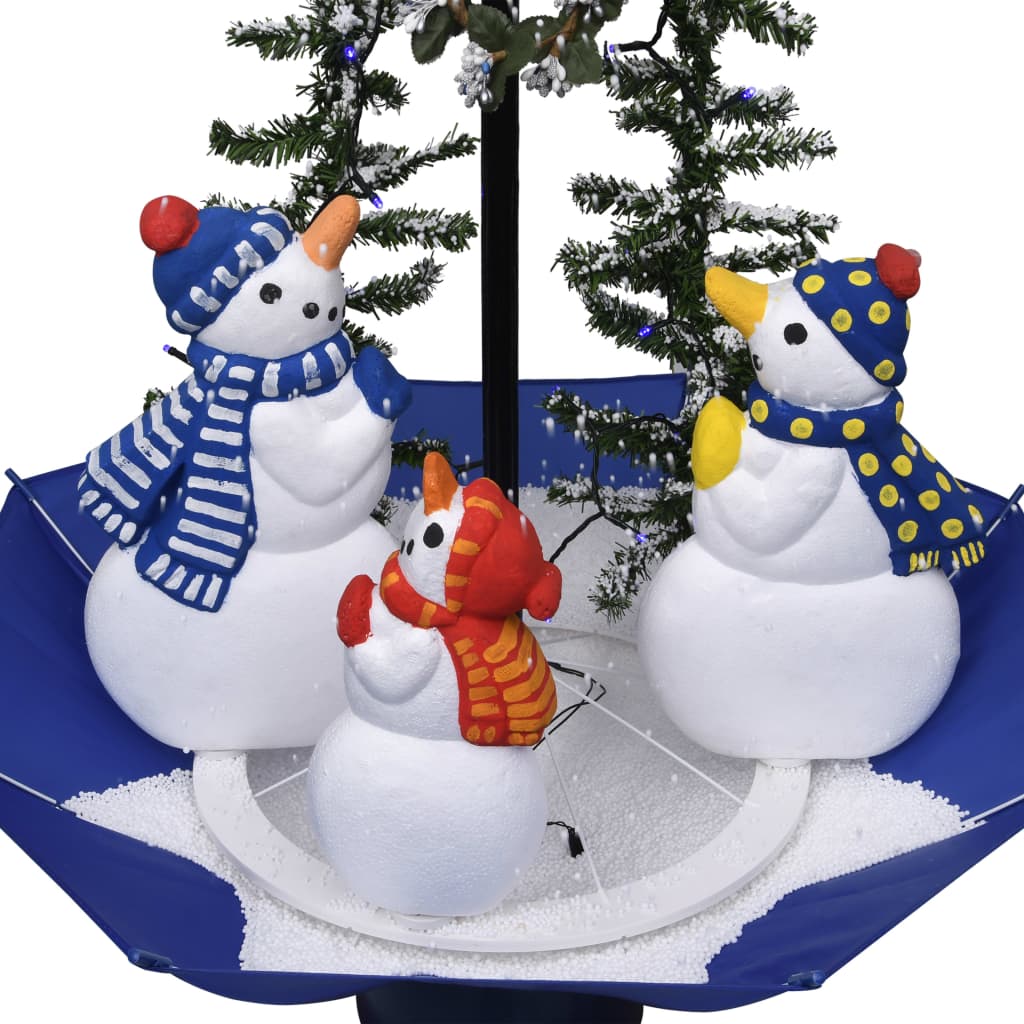 vidaXL Weihnachtsbaum mit Schnee und Schirm-Fuß Blau 75 cm PVC