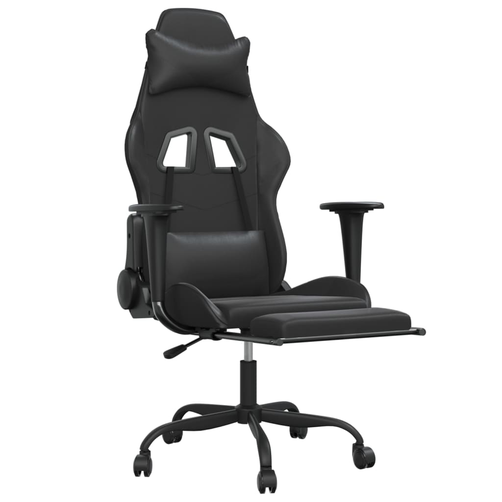 vidaXL Gaming-Stuhl mit Massage & Fußstütze Schwarz Kunstleder