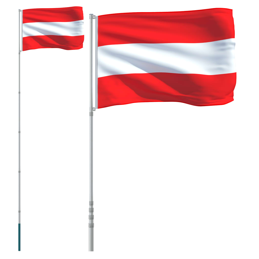 vidaXL Flagge Österreichs mit Mast 5,55 m Aluminium
