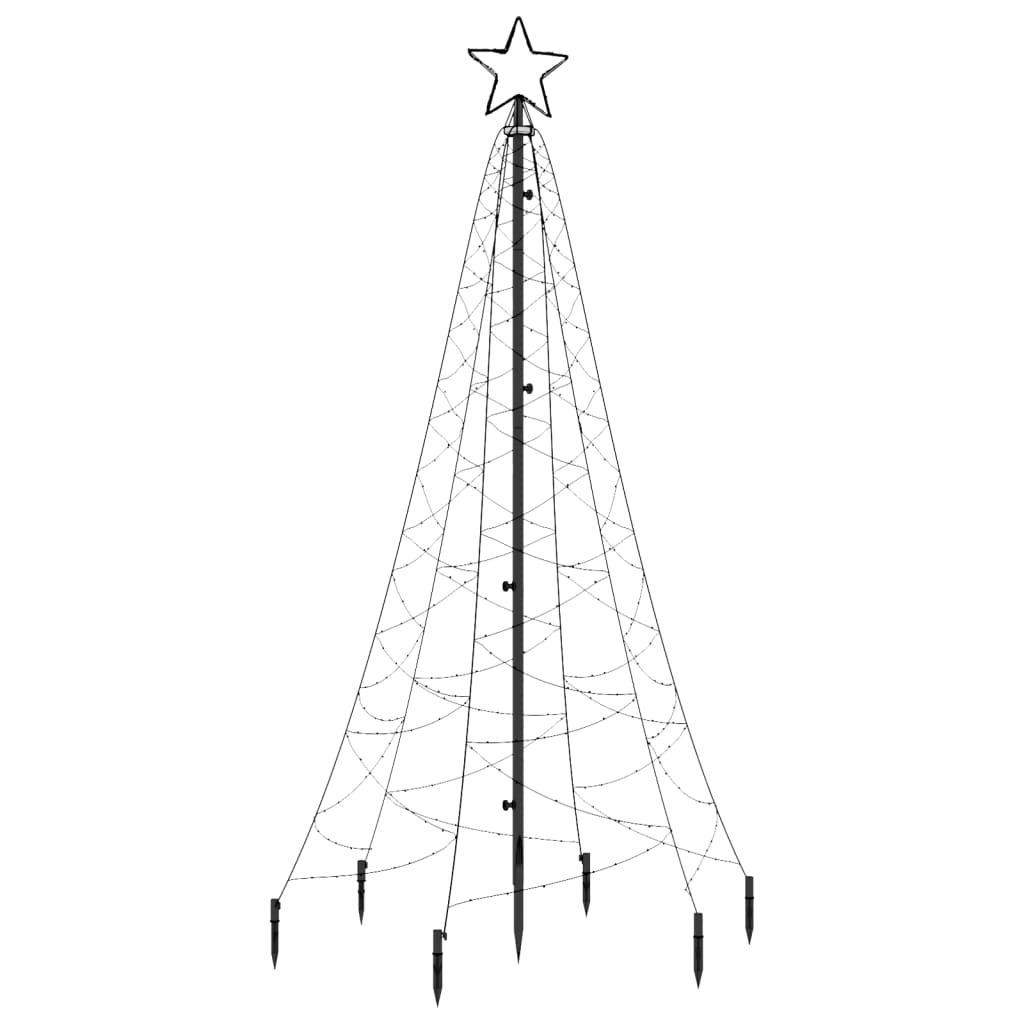 vidaXL LED-Weihnachtsbaum mit Erdnägeln Mehrfarbig 200 LEDs 180 cm