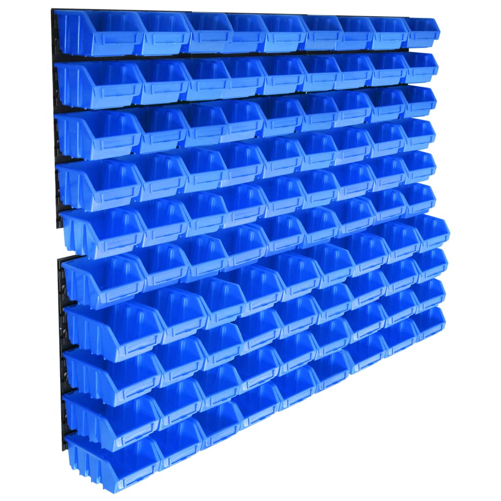 vidaXL 96-tlg. Behälter-Set für Kleinteile mit Wandplatten Blau