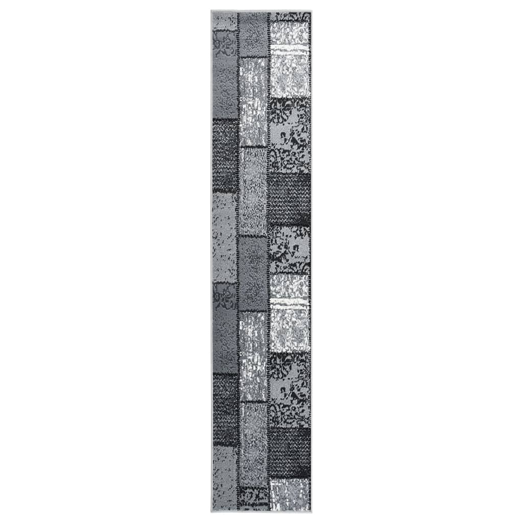 vidaXL Teppichläufer BCF Grau mit Blockmuster 60x450 cm