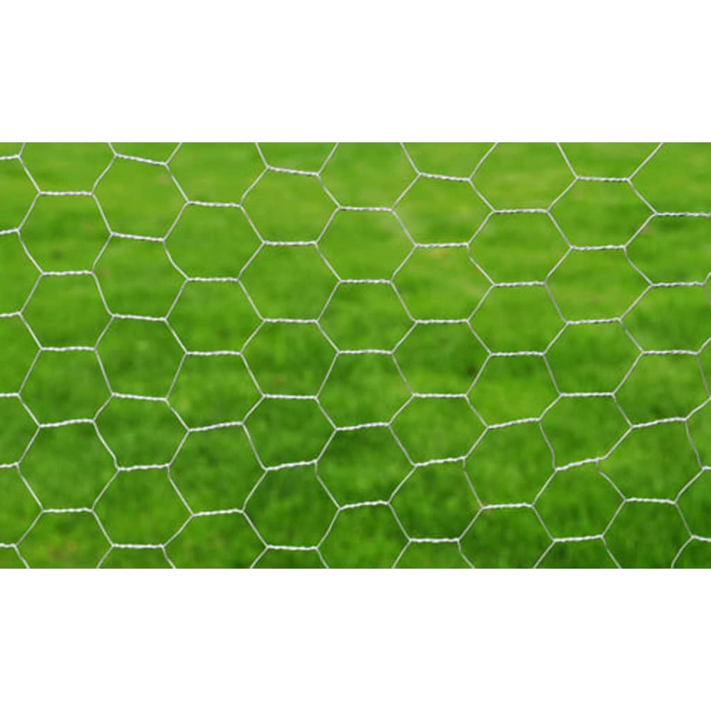 vidaXL Maschendrahtzaun Verzinkter Stahl Hexagon 1×25 m Silbern